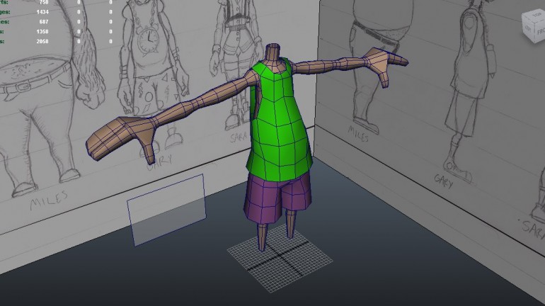 A partial rendering of one of the playable in-game characters. Displayed using Maya.