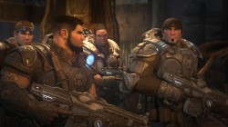 The four main characters in the game. From left to right they are Baird, Dom, Cole, and Marcus.