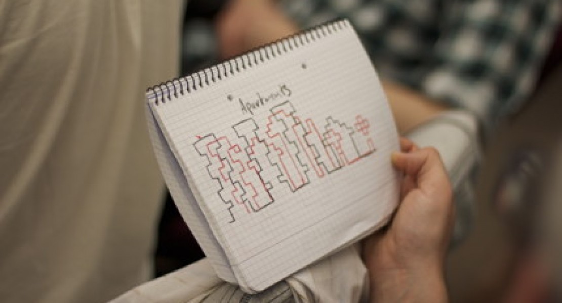 A very crude drawing of one of the levels featured in the game. Designed by Dan Griliopoulos.